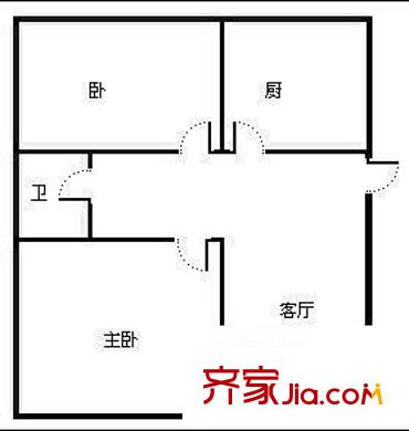 摩登com公寓 1室 戶型圖
