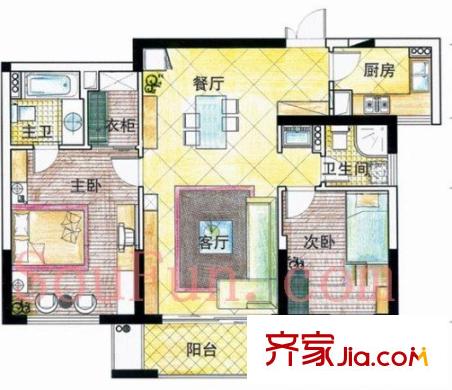華美小區(qū) 2室 戶型圖