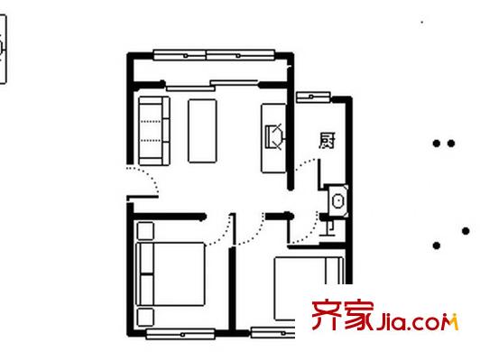 華美小區(qū) 2室 戶型圖