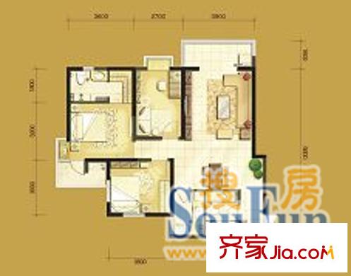 金橋花園 3室 戶型圖
