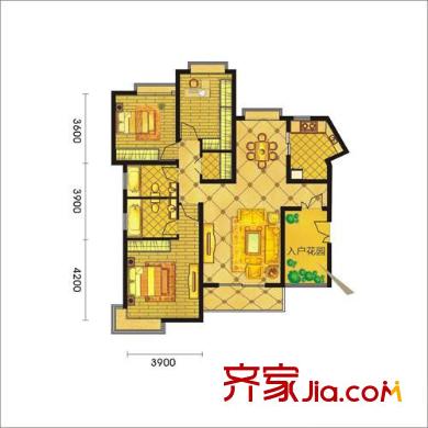 宏林尚品戶型圖B1戶型 3室2廳2衛(wèi)1廚