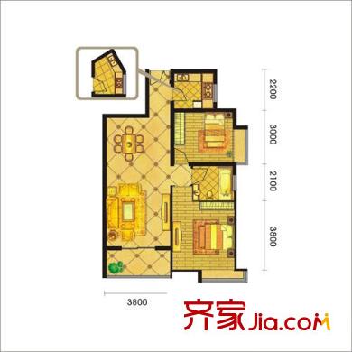 宏林尚品戶型圖B2戶型 2室2廳1衛(wèi)1廚