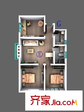 朱雀樂府戶型圖g-e 3室2廳1衛(wèi)1廚