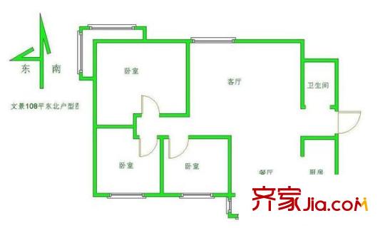 文景小區(qū)西區(qū)戶型圖市政府文景小區(qū) 3室 戶型圖 3室2廳1衛(wèi)1廚