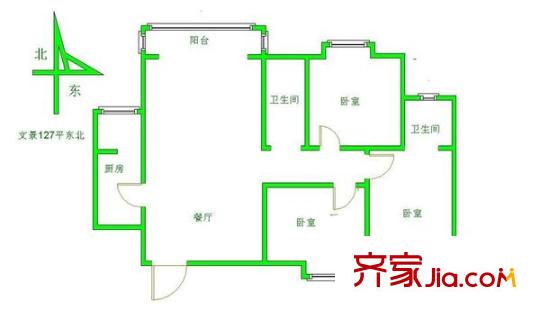 文景小區(qū)西區(qū)戶型圖市政府文景小區(qū) 3室 戶型圖 3室2廳2衛(wèi)1廚