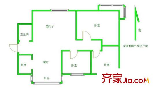 文景小區(qū)西區(qū)戶型圖市政府文景小區(qū) 3室 西北戶型圖 3室2廳1衛(wèi)1廚