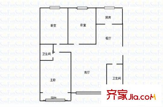 西控花園 3室 戶型圖
