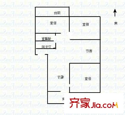 紅光花園 3室 戶(hù)型圖