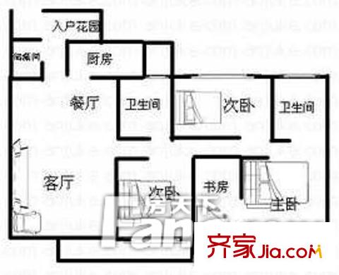 紅光花園三室兩廳戶型圖