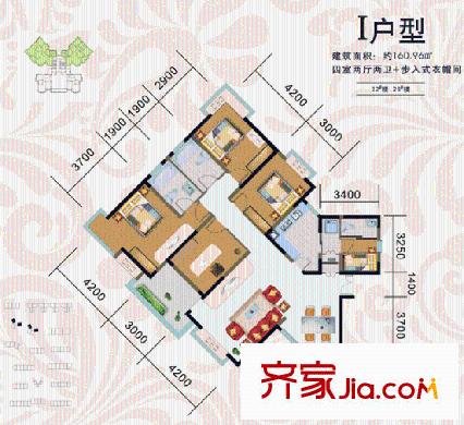 長慶興盛園戶型圖22# 23# I戶型標(biāo)準(zhǔn)層 3室2廳2衛(wèi)1廚