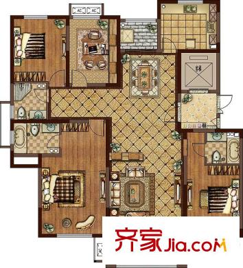 東方米蘭國際城紫墨戶型 4室2廳2衛(wèi)1廚