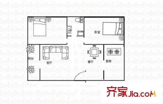 太白庭院 2室 戶型圖