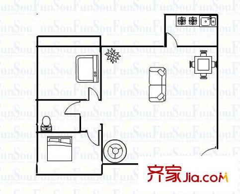 太白庭院 2室 戶型圖