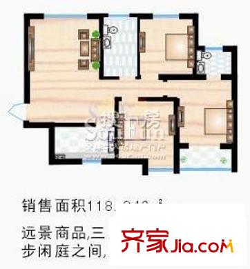 鼎正慶化苑戶型圖戶型圖 3室2廳2衛(wèi)1廚