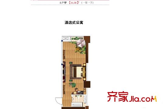 時(shí)豐中央公園DK1-7號(hào)樓E戶型 1室1廳1衛(wèi)1廚
