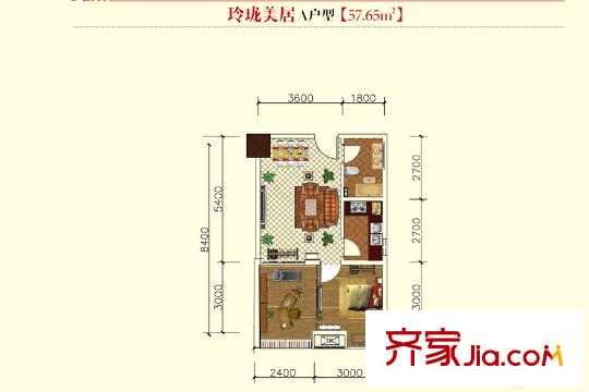 時(shí)豐中央公園DK2-1號(hào)樓A戶型 1室1廳1衛(wèi)1廚
