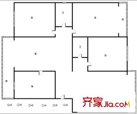 永福路印刷廠家屬院 4室 戶型圖