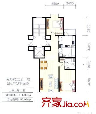 寧馨苑小區(qū) 2室 戶型圖