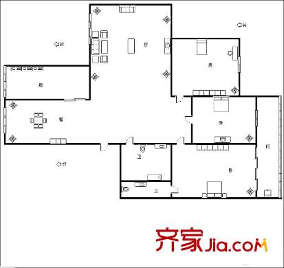 寧馨苑小區(qū) 3室 戶型圖
