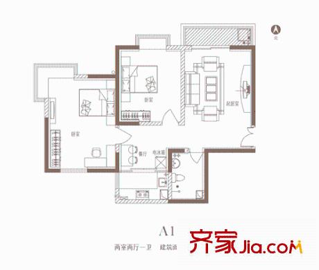 龍城四季戶型圖A1戶型 2室2廳1衛(wèi)1廚