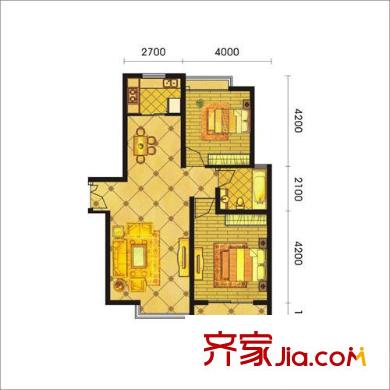 宏林尚品戶型圖B3戶型 2室2廳1衛(wèi)1廚
