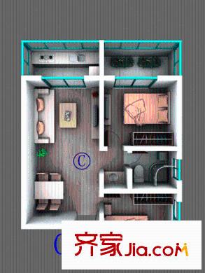 朱雀樂府戶型圖g-c 2室2廳1衛(wèi)1廚