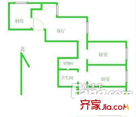 東新街小區(qū) 2室戶型圖