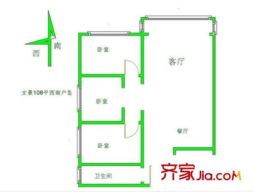 文景小區(qū)西區(qū)戶型圖市政府文景小區(qū) 3室 戶型圖 3室2廳1衛(wèi)1廚