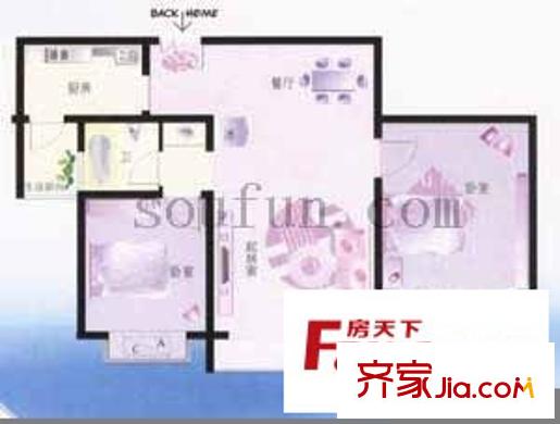 紫昕花庭戶型圖3室2廳1衛(wèi)1廚