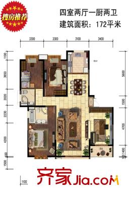 中鐵?尚都城23號(hào)樓F1戶型 4室2廳2衛(wèi)1廚