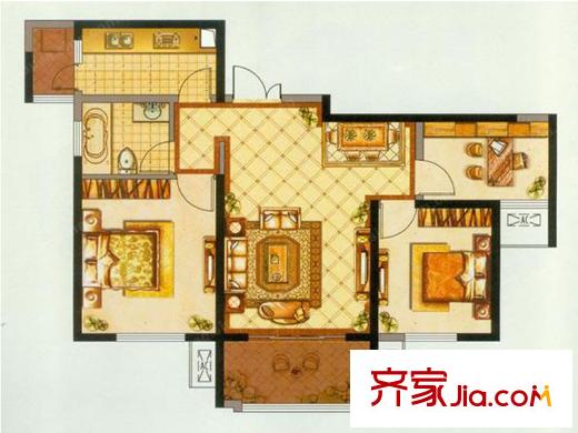 東方米蘭國際城10#B戶型 3室2廳1衛(wèi)1廚
