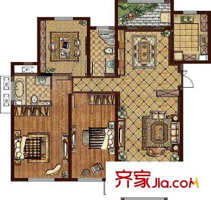 東方米蘭國際城洛城繪戶型 3室2廳2衛(wèi)1廚