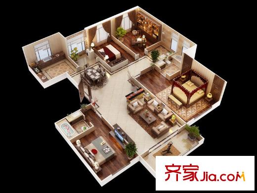 東方米蘭國際城紫墨戶型 3室2廳2衛(wèi)1廚