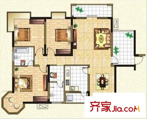 太白庭院 3室 戶型圖