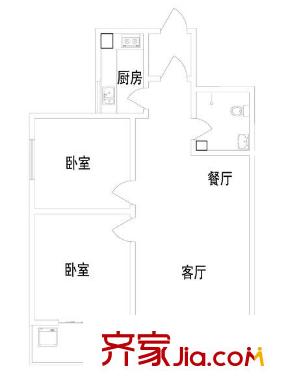太白庭院 2室 戶型圖