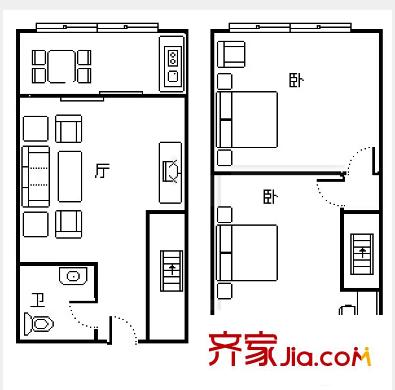 上城LOFT 2室 戶型圖