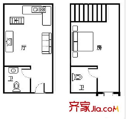上城LOFT 1室 戶型圖