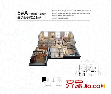 水潤(rùn)坊5號(hào)樓A戶型 3室2廳2衛(wèi)1廚