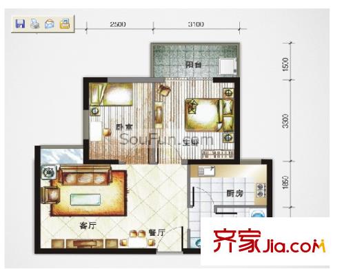 羽源欣居 2室 戶型圖