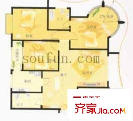 紫昕花庭戶型圖3室2廳2衛(wèi)1廚