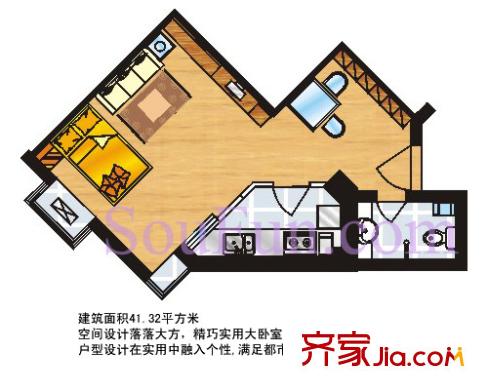 金水大廈戶型圖A戶型 1室1廳1衛(wèi)1廚