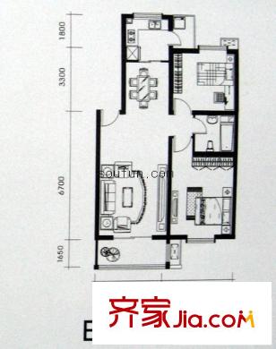銀領(lǐng)花園戶型圖2室2廳1衛(wèi)1廚