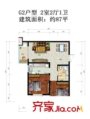 中鐵?尚都城3期G2戶型 2室2廳1衛(wèi)1廚