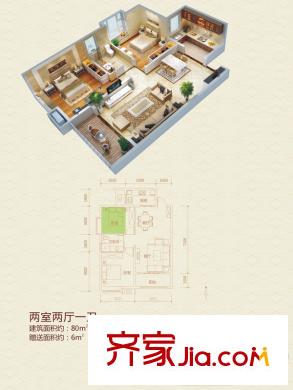 南飛鴻天錦10號(hào)樓B戶型 2室2廳1衛(wèi)1廚