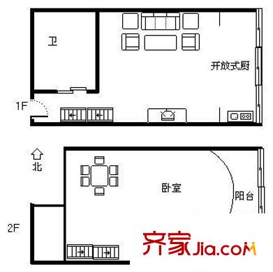 上城LOFT 1室 戶型圖