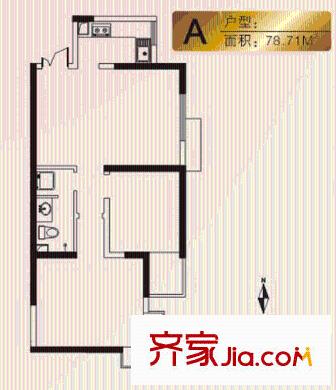 金仕華城戶型圖二期現(xiàn)房A戶型2 2室2廳1衛(wèi)1廚