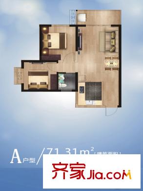 簡約花園1-3號樓A戶型 2室2廳1衛(wèi)1廚