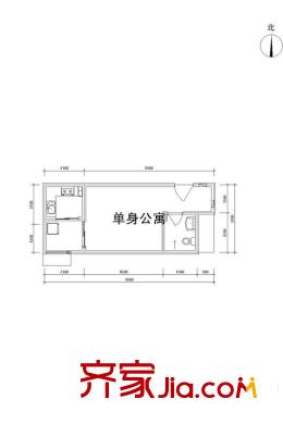 雅逸新城二期4#/5#樓E戶型 1室1廳1衛(wèi)1廚