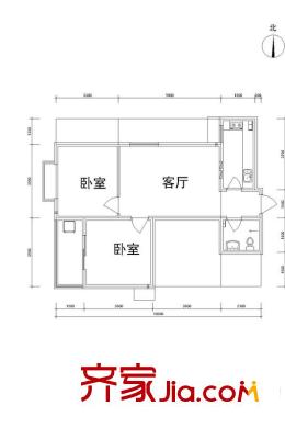 雅逸新城二期4#/5#樓F戶型 2室1廳1衛(wèi)1廚