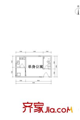雅逸新城二期4#/5#樓D戶型 1室1廳1衛(wèi)1廚